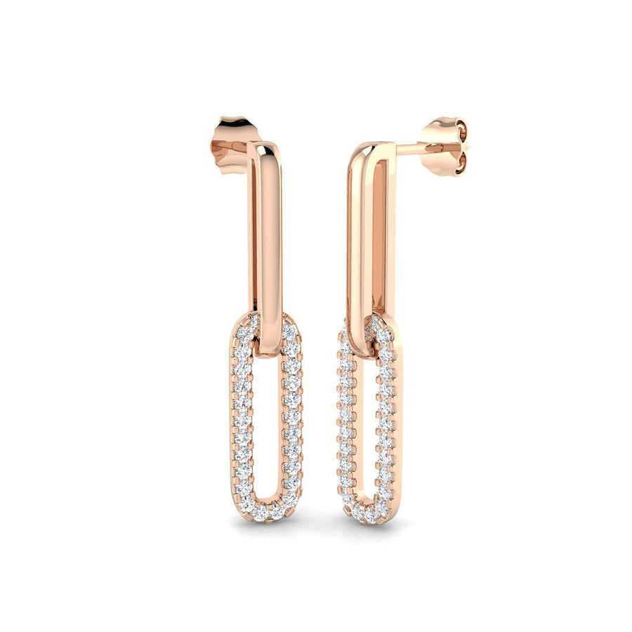 Lab Diamond Paperclip Earrings 0.55ct G/VS in 9k Rose Gold - After Diamonds