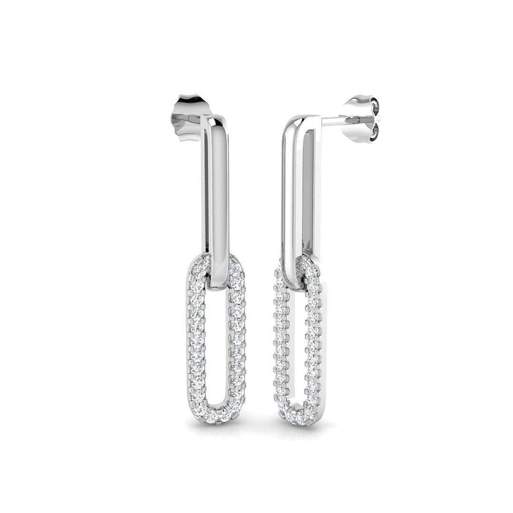 Lab Diamond Paperclip Earrings 0.55ct D/VVS in 9k White Gold