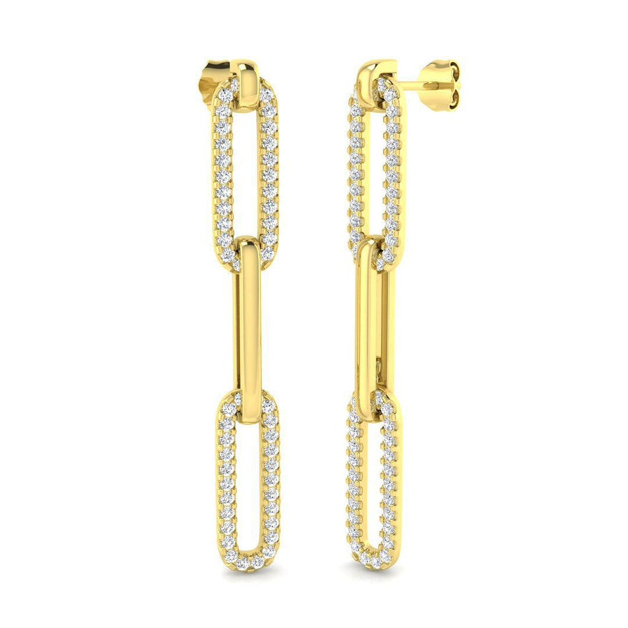 Lab Diamond Paperclip Earrings 1.00ct G/VS in 9k Yellow Gold - After Diamonds