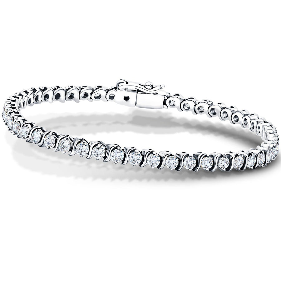 Lab Diamond Semi Bezel Tennis Bracelet 5.00ct G/VS in 9k White Gold - After Diamonds