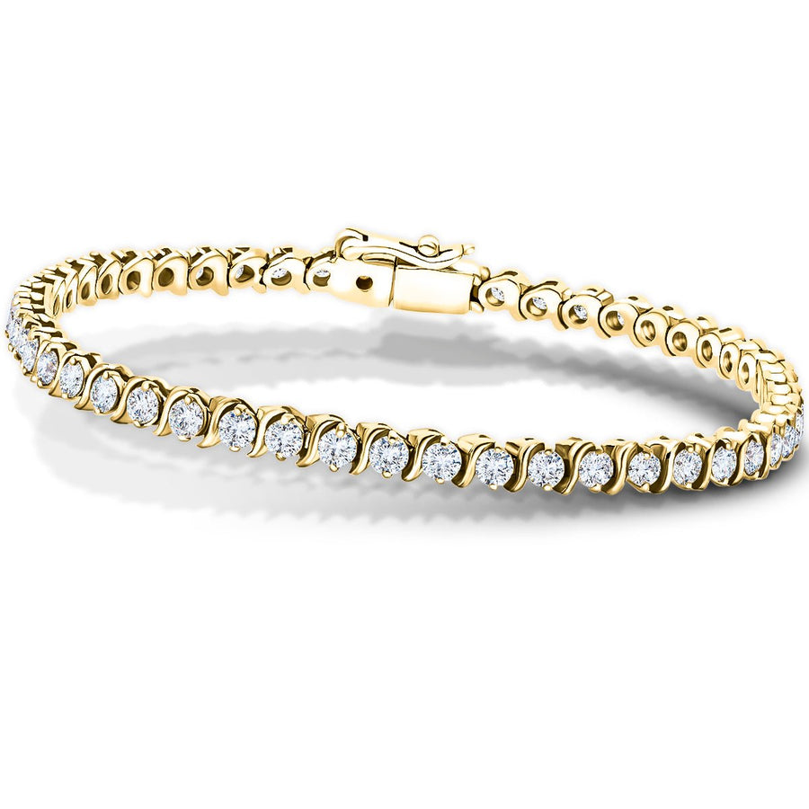 Lab Diamond Semi Bezel Tennis Bracelet 5.00ct G/VS in 9k Yellow Gold - After Diamonds