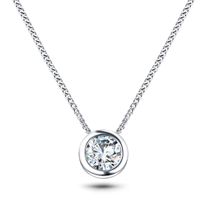 Lab Diamond Solitaire Bezel Necklace Pendant 0.70ct G/VS in 9k White Gold