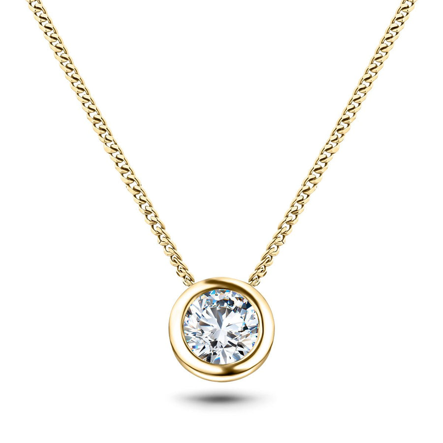Lab Diamond Solitaire Bezel Necklace Pendant 0.70ct G/VS in 9k Yellow Gold - After Diamonds
