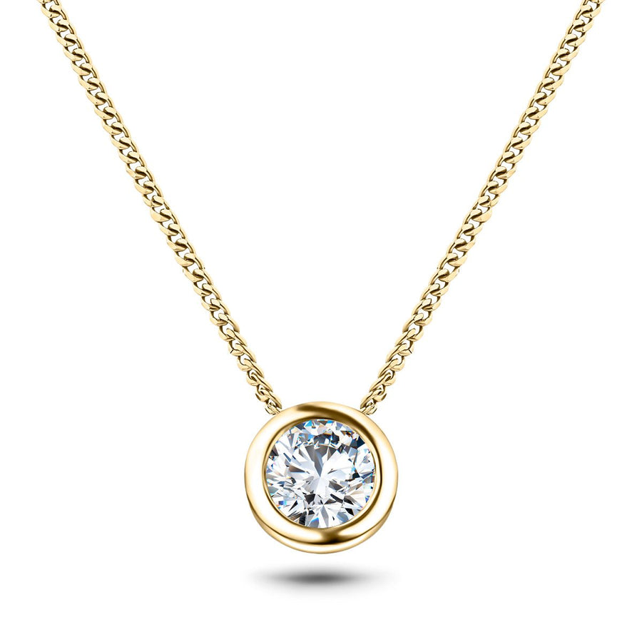 Lab Diamond Solitaire Bezel Necklace Pendant 1.00ct G VS in 9k Yellow Gold