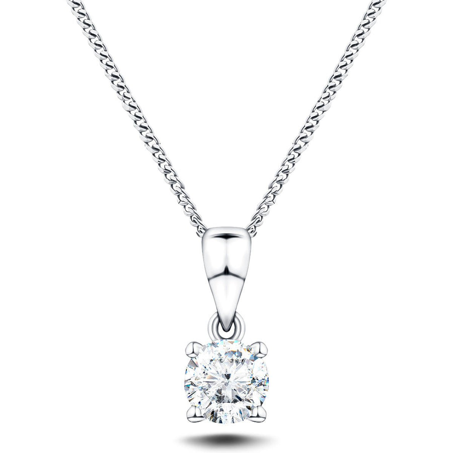 Lab Diamond Solitaire Necklace Pendant 0.50ct D/VVS in 9k White Gold - After Diamonds
