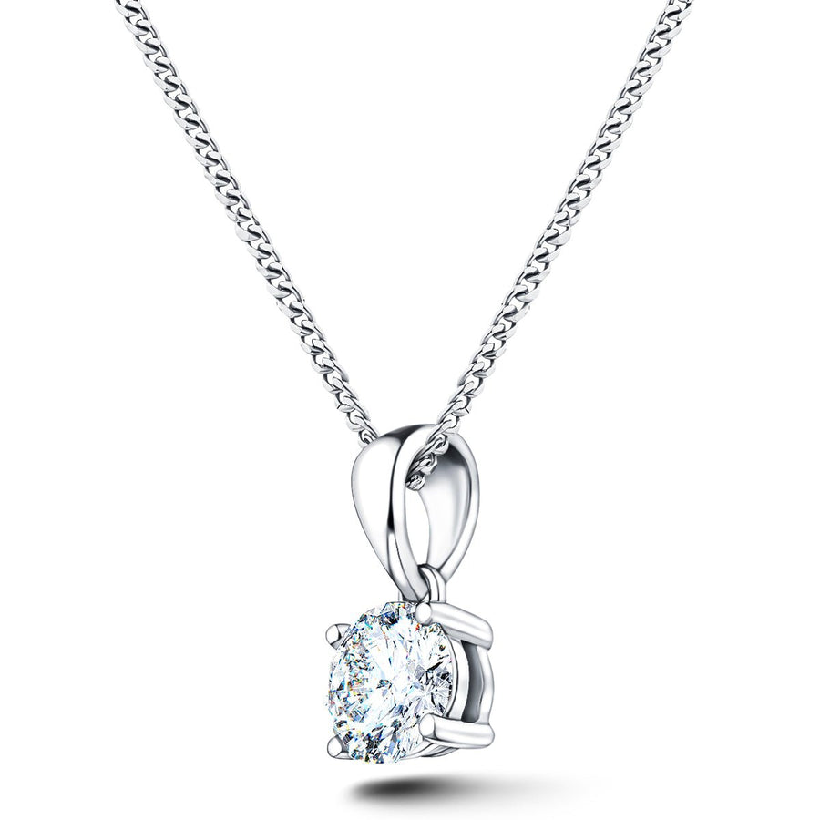 Lab Diamond Solitaire Necklace Pendant 0.50ct D/VVS in 9k White Gold - After Diamonds