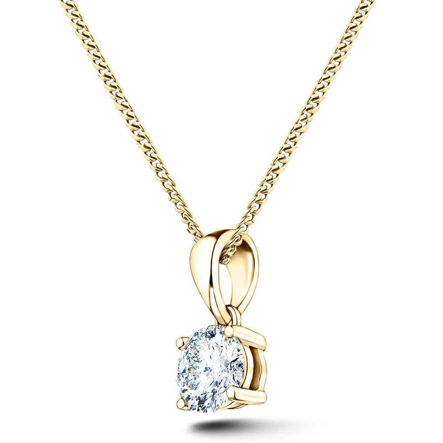 Lab Diamond Solitaire Necklace Pendant 4.00ct D/VVS in 18k Yellow Gold - After Diamonds
