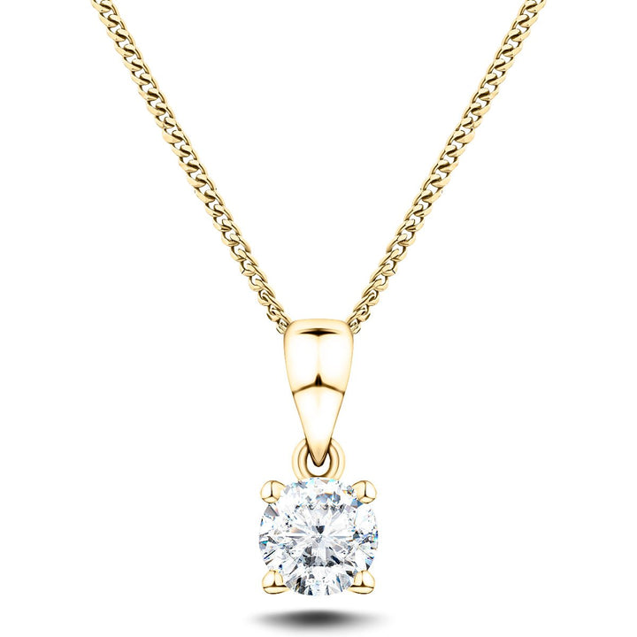 Lab Diamond Solitaire Necklace Pendant 4.00ct D/VVS in 18k Yellow Gold