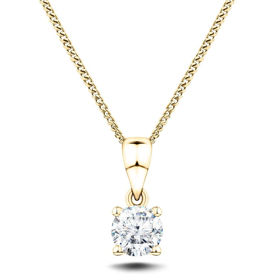 Lab Diamond Solitaire Necklace Pendant 4.00ct D/VVS in 18k Yellow Gold - After Diamonds