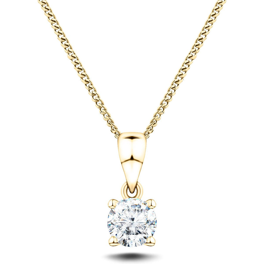 Lab Diamond Solitaire Necklace Pendant 4.00ct G/VS in 18k Yellow Gold - After Diamonds