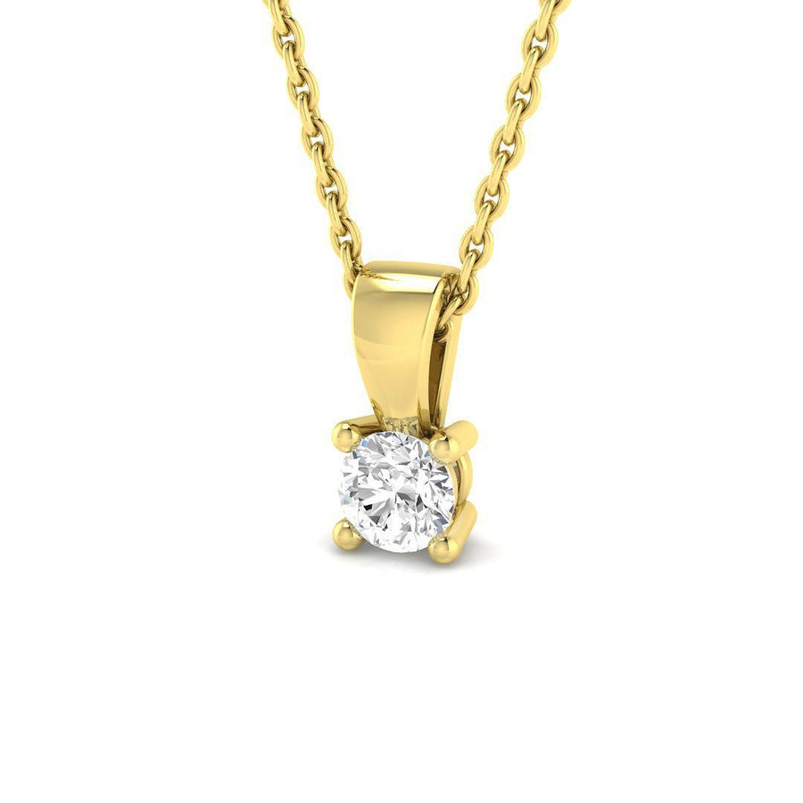 Lab Diamond Solitaire Pendant Necklace 0.10ct in 9k Yellow Gold - After Diamonds