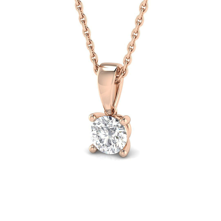 Lab Diamond Solitaire Pendant Necklace 0.25ct in 9k Rose Gold - After Diamonds