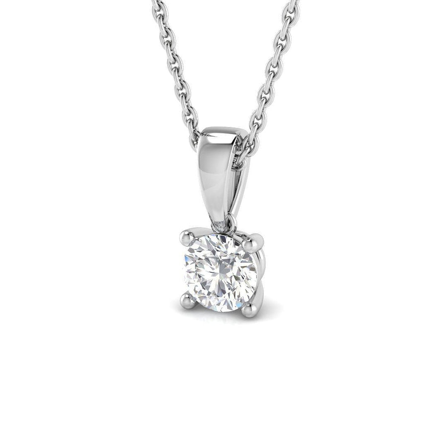 Lab Diamond Solitaire Pendant Necklace 0.25ct in 9k White Gold