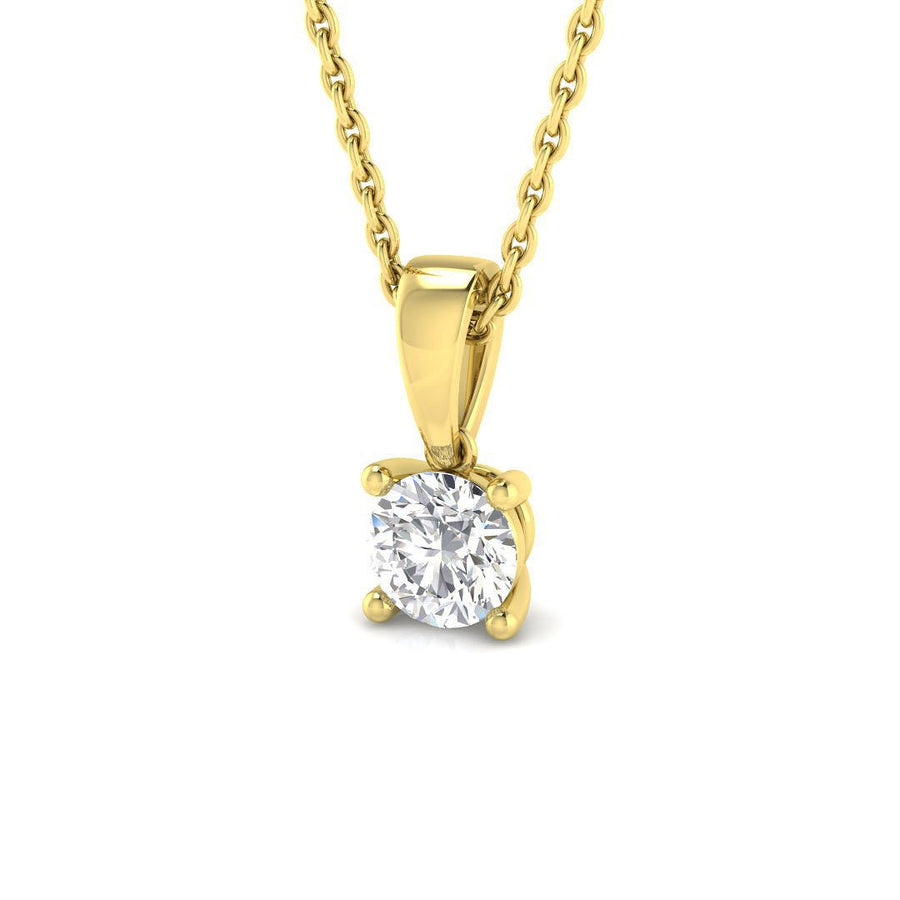 Lab Diamond Solitaire Pendant Necklace 0.25ct in 9k Yellow Gold - After Diamonds