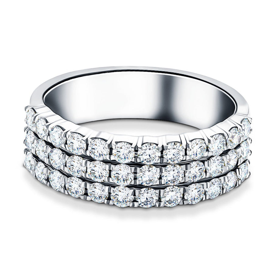 Lab Diamond Three Row Half Eternity Ring 2.20ct G/VS in 18k White Gold - After Diamonds