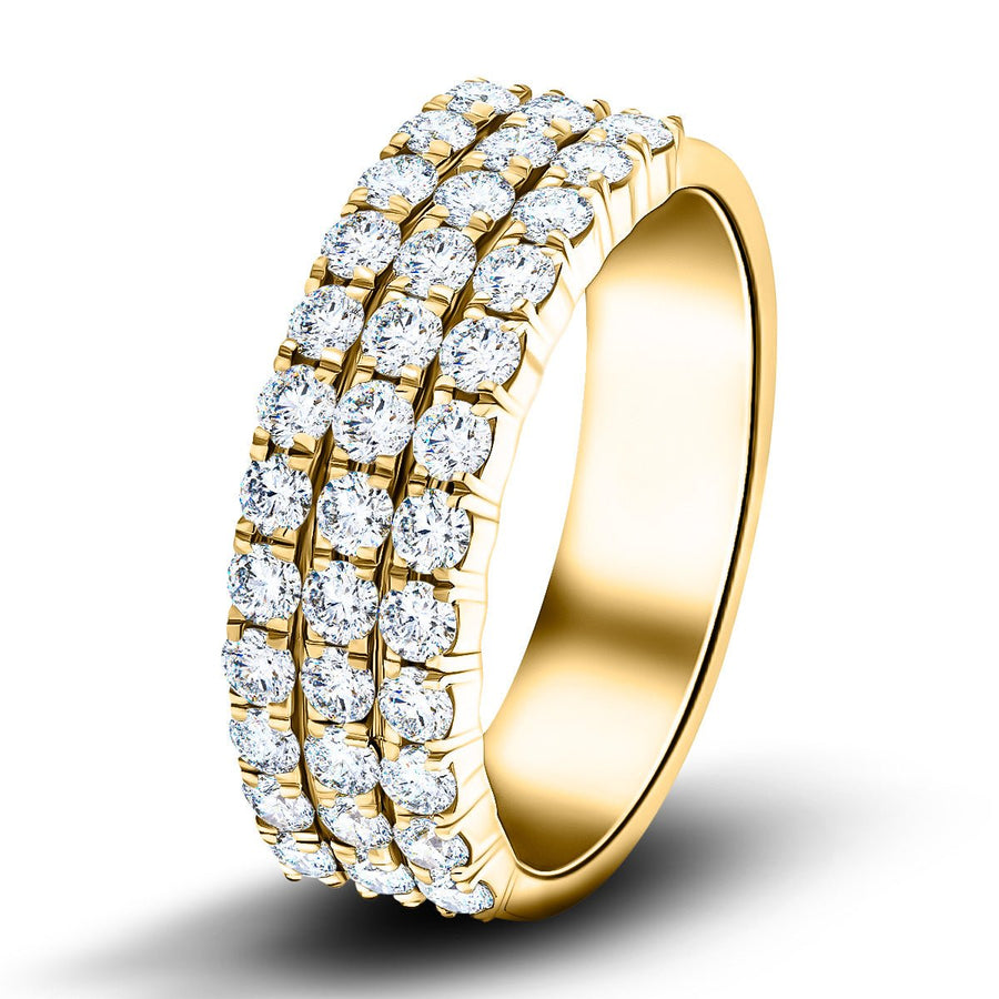 Lab Diamond Three Row Half Eternity Ring 2.20ct G/VS in 18k Yellow Gold - After Diamonds