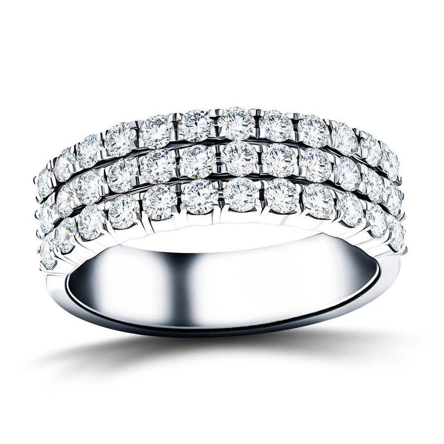 Lab Diamond Three Row Half Eternity Ring 2.20ct G/VS in Platinum - After Diamonds