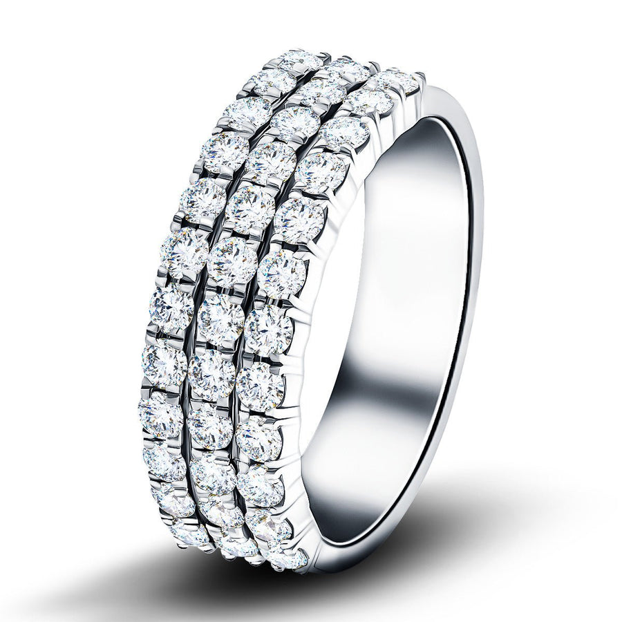 Lab Diamond Three Row Half Eternity Ring 2.20ct G/VS in Platinum - After Diamonds