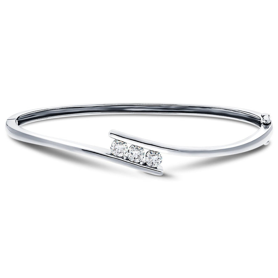 Lab Diamond Three Stone Bangle 0.75ct in G/VS 925 Silver - After Diamonds