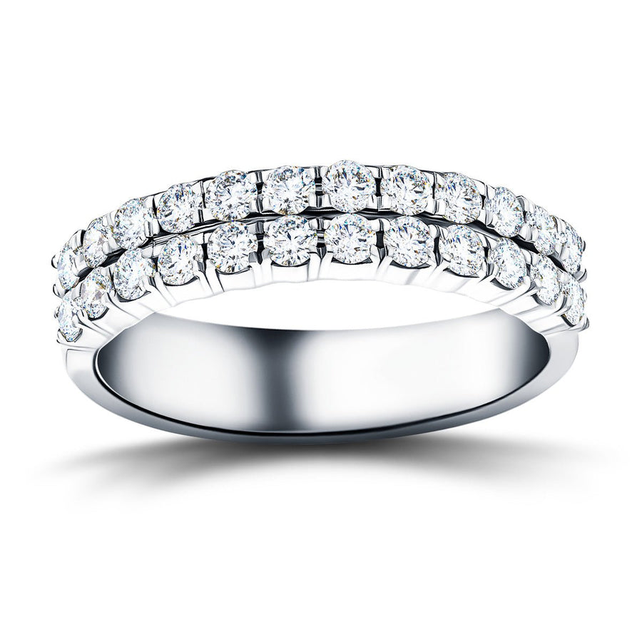 Lab Diamond Two Row Half Eternity Ring 1.55ct G/VS in 18k White Gold - After Diamonds