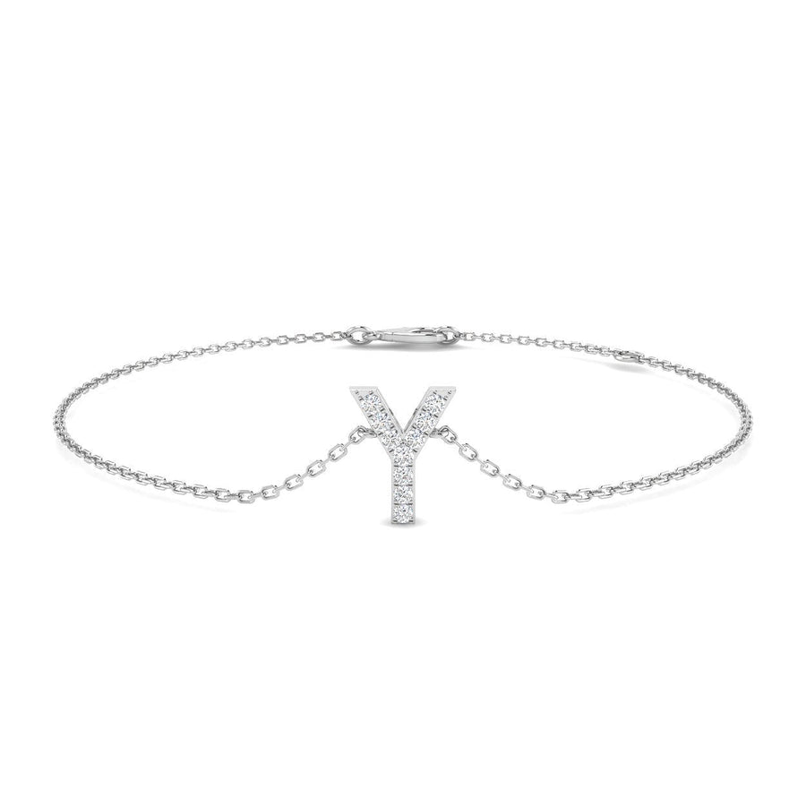 Lab Diamond 'Y' Initial Chain Bracelet 0.15ct G/VS in 925 Silver - After Diamonds