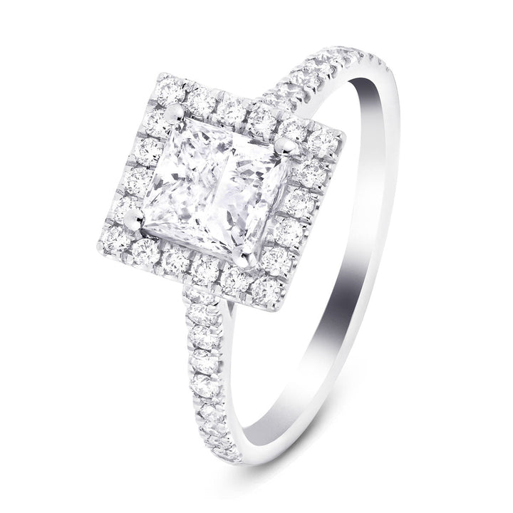Layla Lab Diamond Halo Princess Engagement Ring 1.50ct G/VS in 18k White Gold