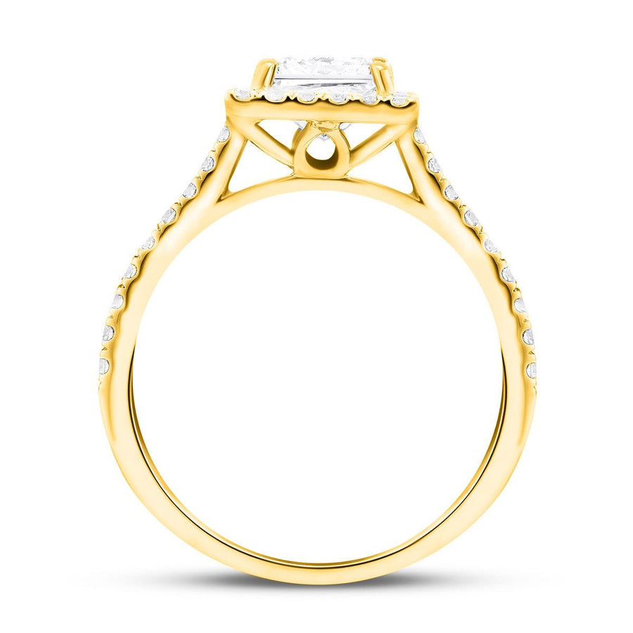 Layla Lab Diamond Halo Princess Engagement Ring 1.50ct G/VS in 18k Yellow Gold - After Diamonds
