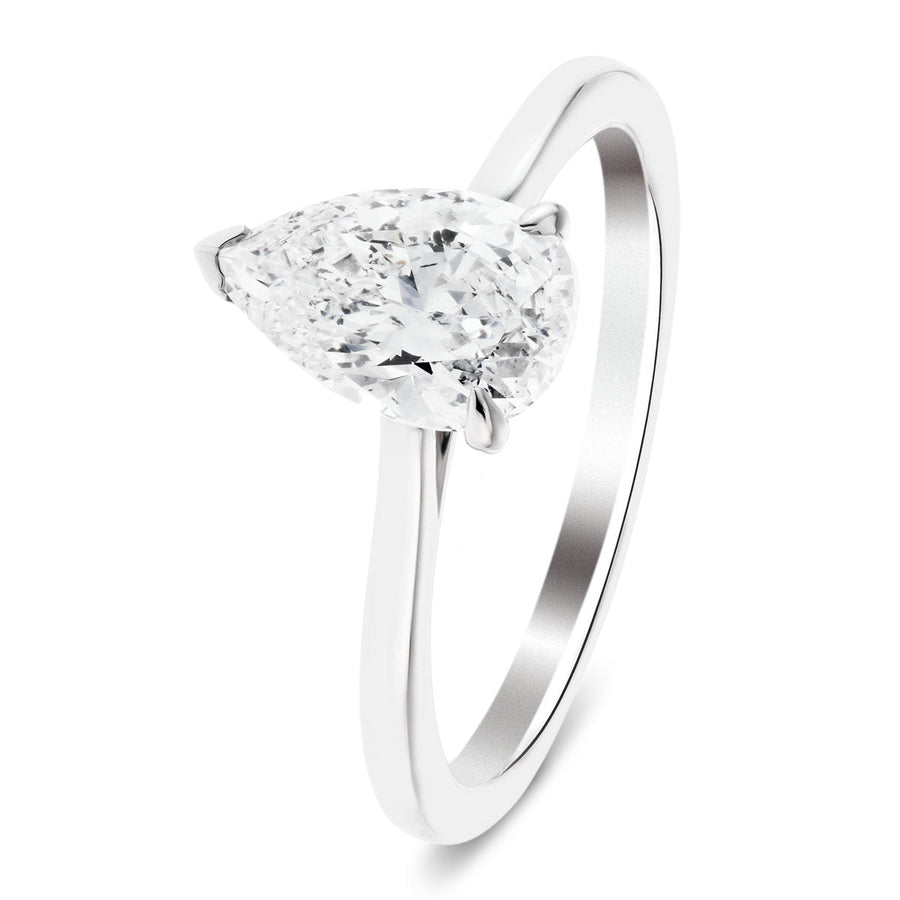 Lily Lab Pear Diamond Solitaire Engagement Ring 1.00ct D/VVS Platinum