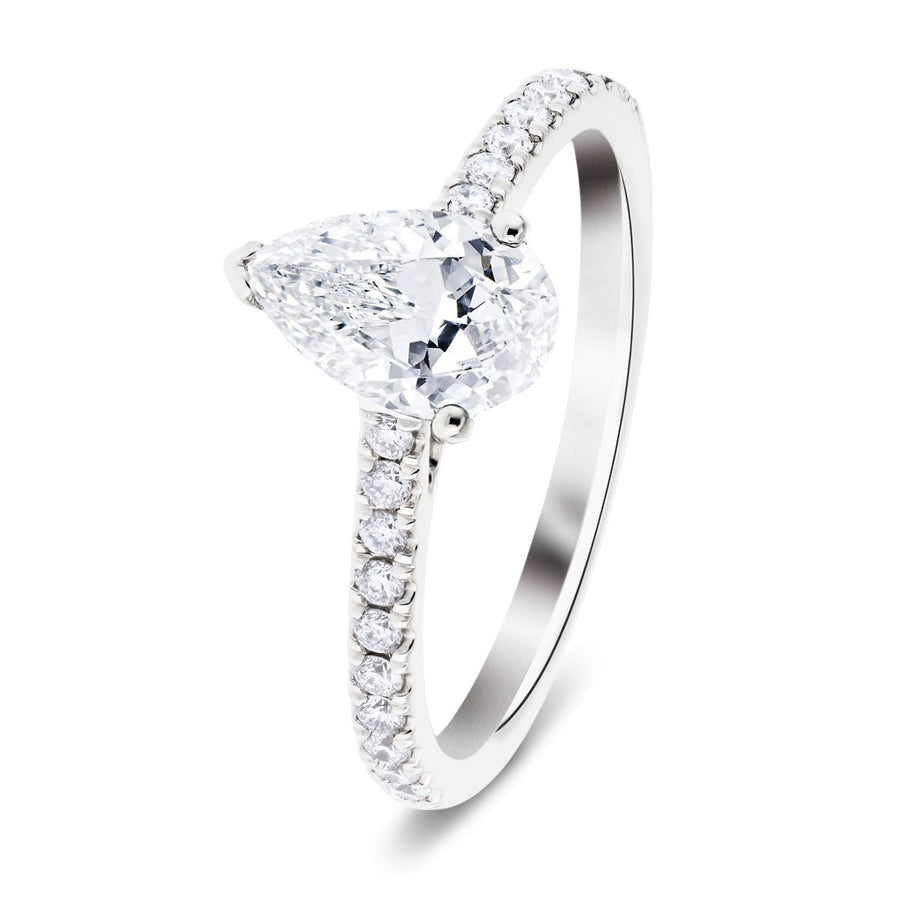 Lucy Lab Diamond Pear Engagement Ring 0.75ct G/VS Platinum - After Diamonds