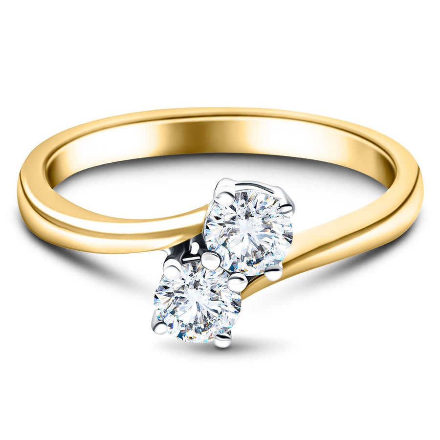 Milly Two Stone Lab Diamond Engagement Ring 1.00ct G/VS in 9k Yellow Gold - After Diamonds