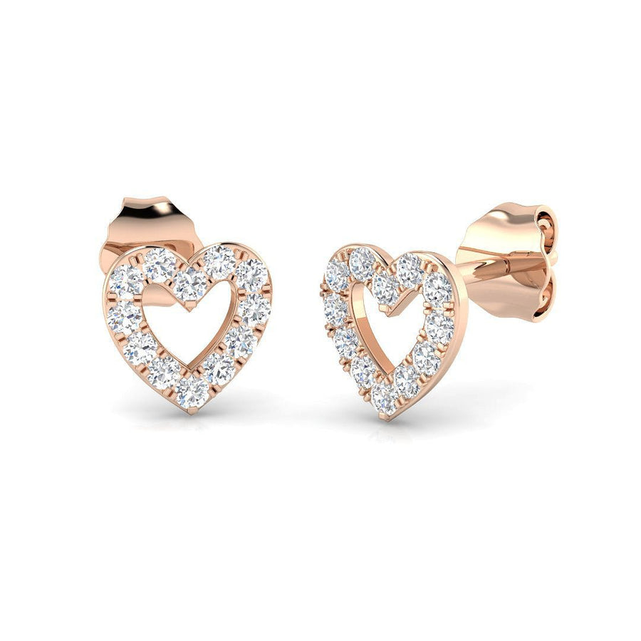 Open Heart Lab Diamond Earrings 0.25ct G/VS in 9k Rose Gold - After Diamonds