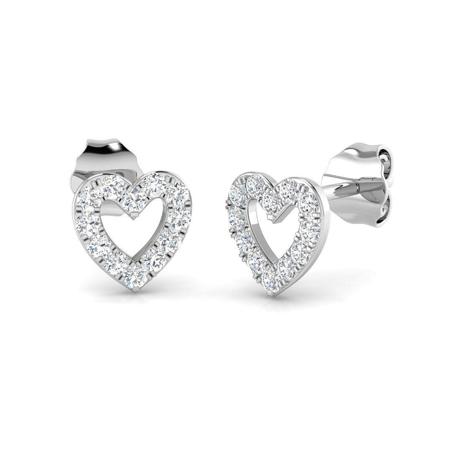 Open Heart Lab Diamond Earrings 0.25ct G/VS in 9k White Gold - After Diamonds