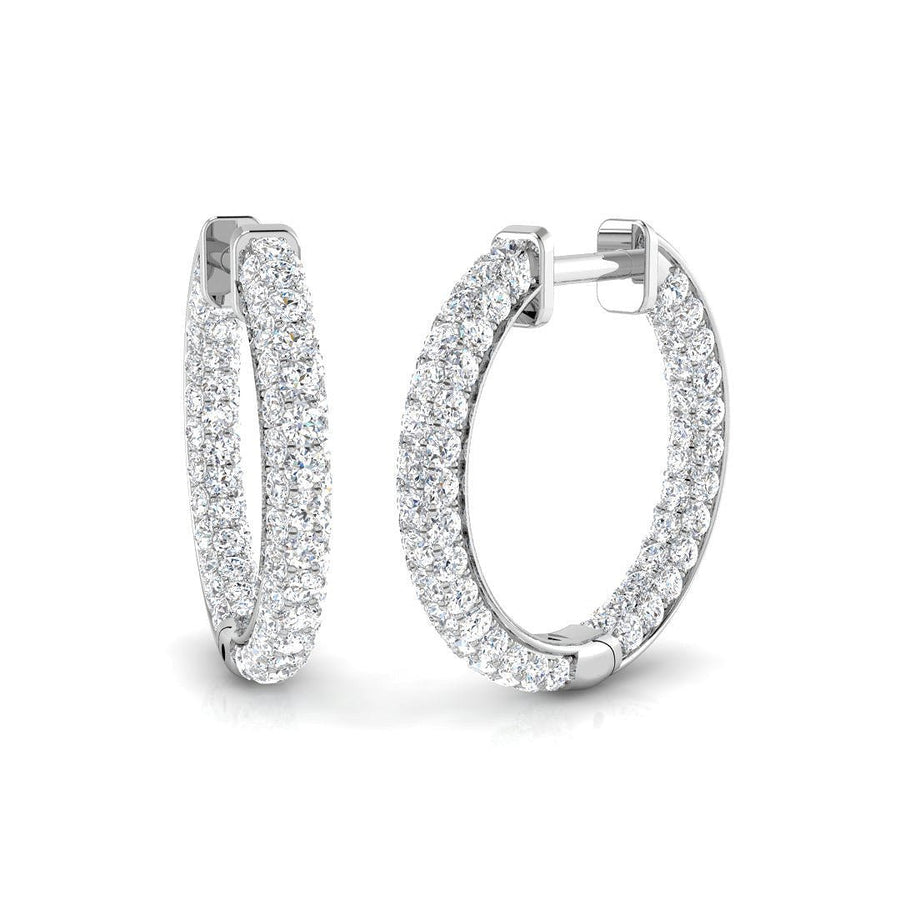 Pave Set Lab Diamond Hoop Earrings 2.00ct G/VS in 9k White Gold - After Diamonds