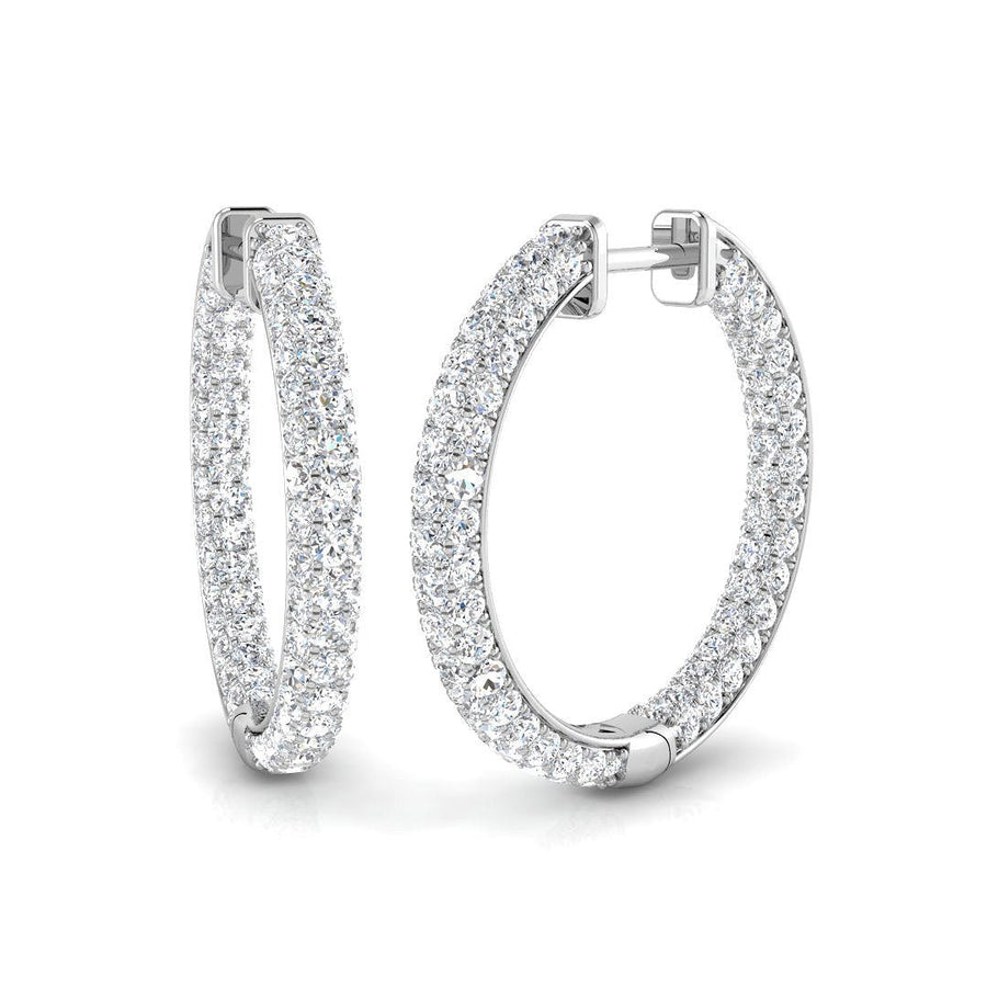 Pave Set Lab Diamond Hoop Earrings 3.00ct G/VS in 9k White Gold - After Diamonds