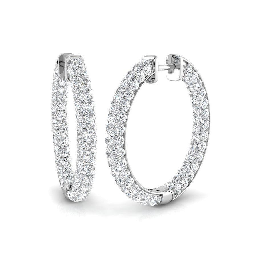 Pave Set Lab Diamond Hoop Earrings 5.00ct G/VS in 9k White Gold - After Diamonds