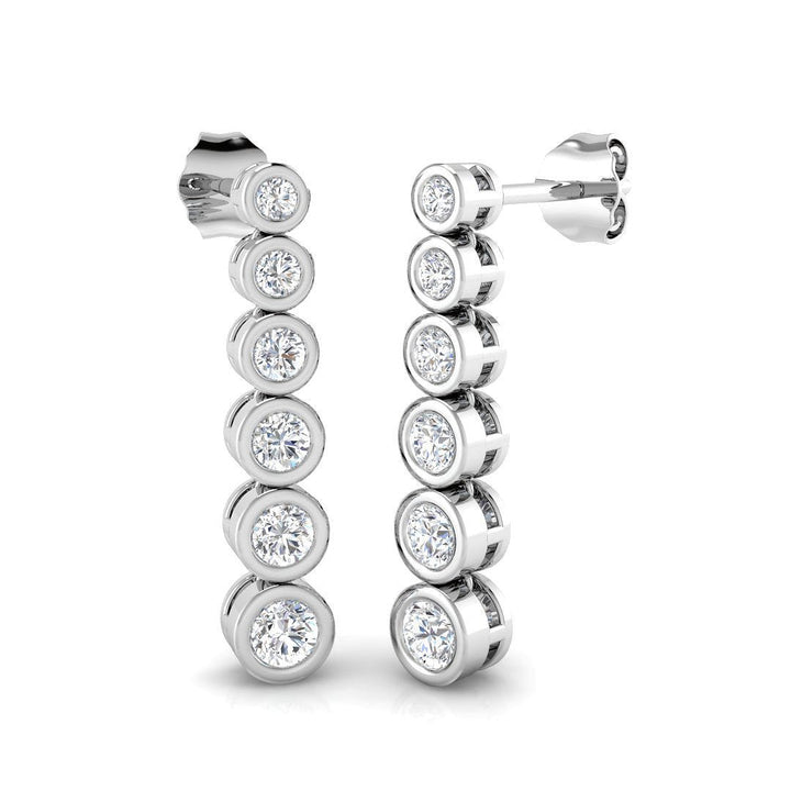 Rub Over Drop Earrings 1.00ct D/VVS Lab Diamonds in 925 Silver
