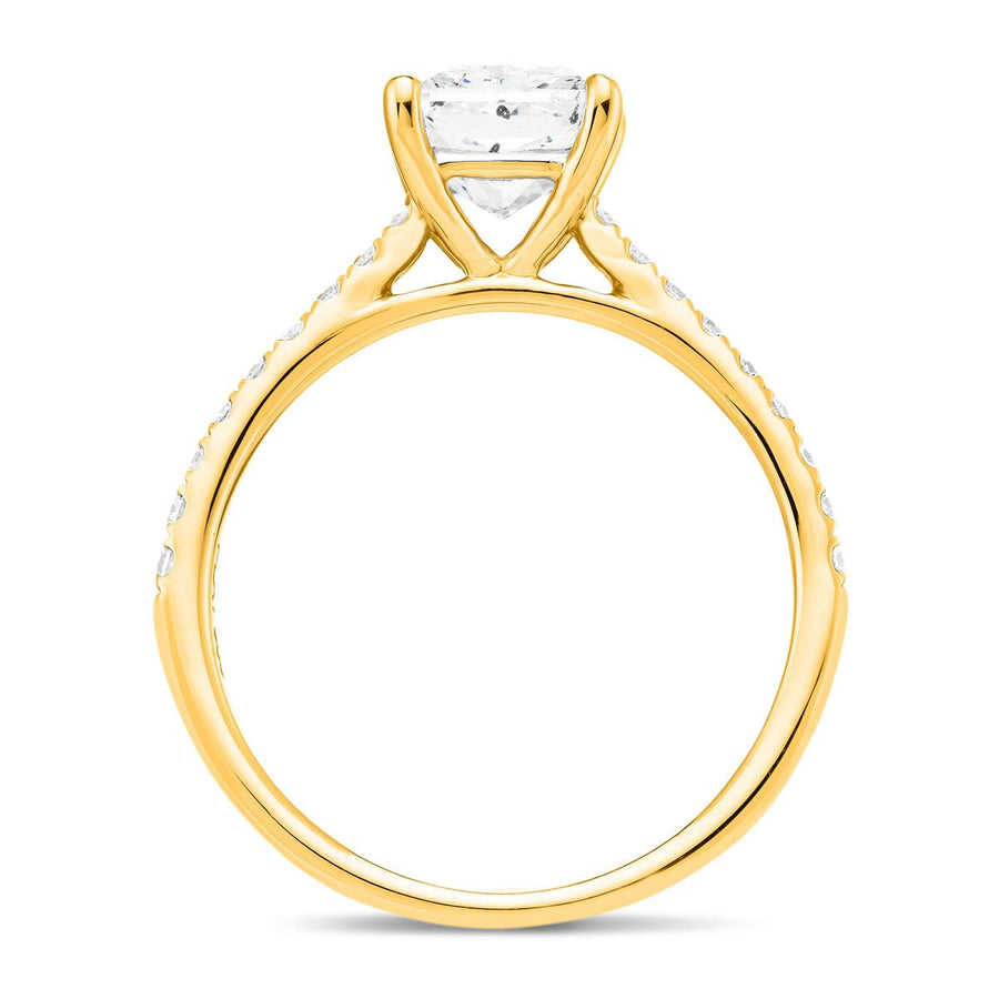 Sarah Lab Diamond Princess Engagement Ring 2.30ct D/VVS 18k Yellow Gold - After Diamonds