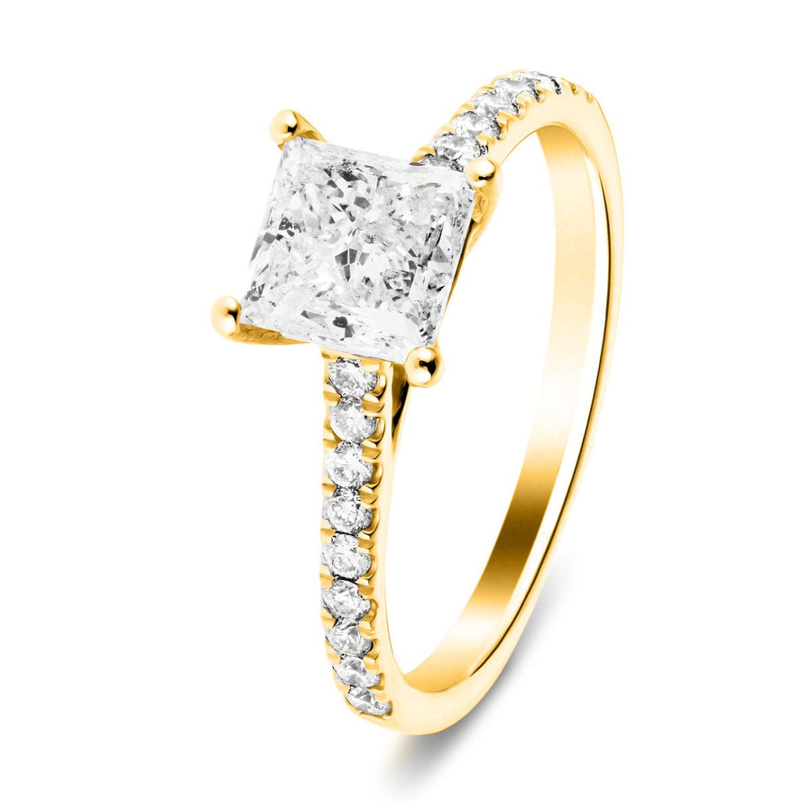 Sarah Lab Diamond Princess Engagement Ring 2.30ct D/VVS 18k Yellow Gold - After Diamonds