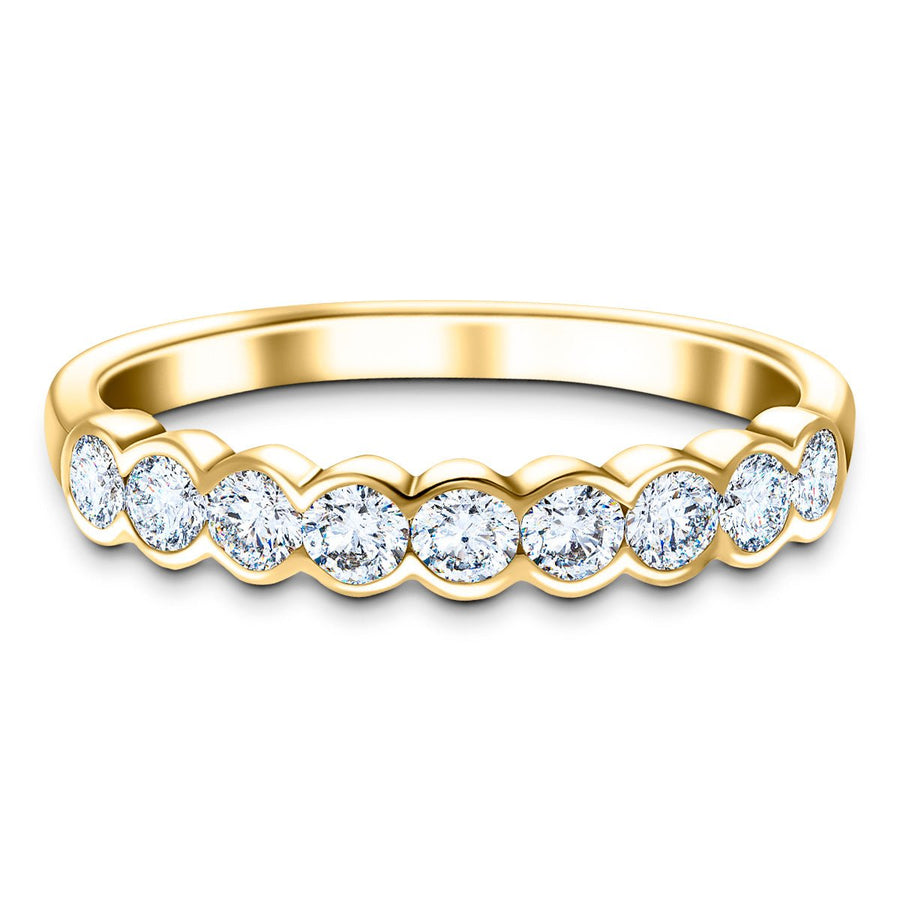 Semi Bezel Nine Stone Lab Diamond Ring 0.60ct G/VS in 18k Yellow Gold - After Diamonds