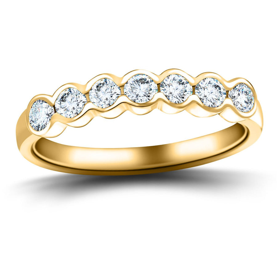 Sevenesty Rings Semi Bezel Seven Stone Lab Diamond Ring 0.75ct G/VS in 18k Yellow Gold ...