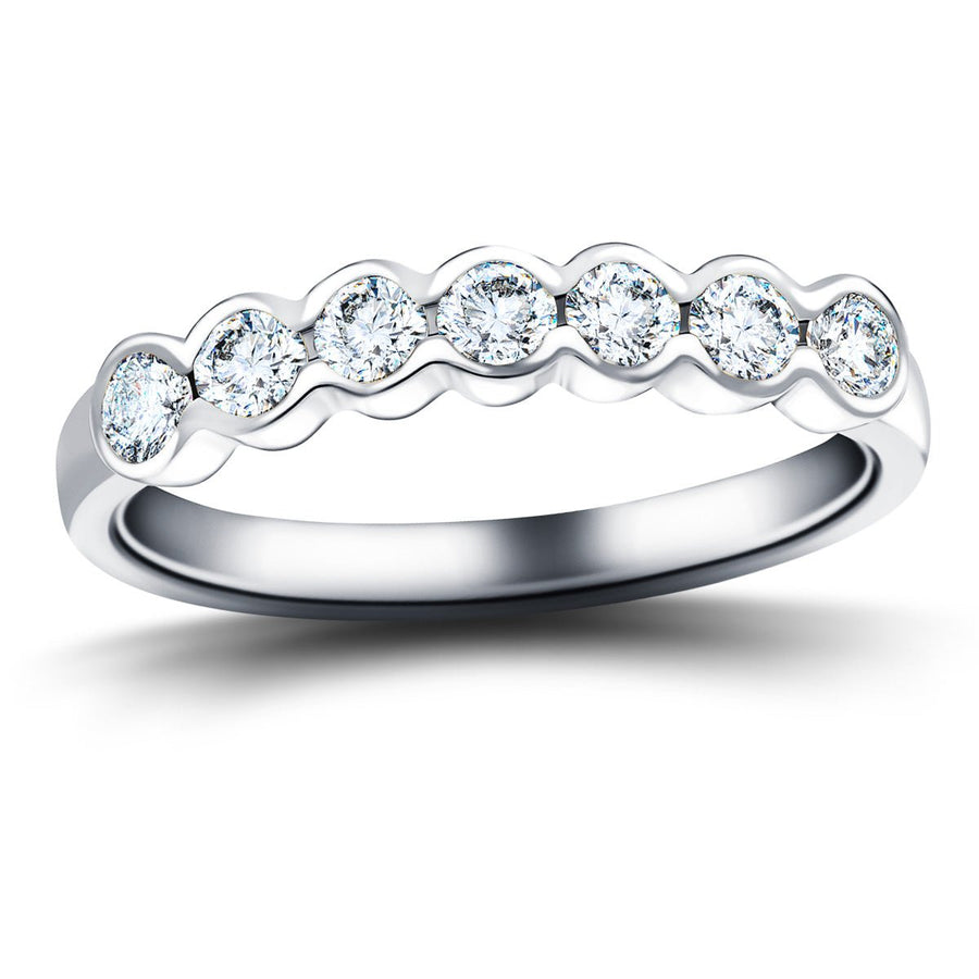 Semi Bezel Seven Stone Lab Diamond Ring 0.75ct G/VS in 9k White Gold - After Diamonds