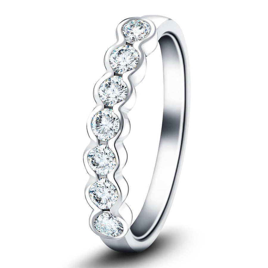 Semi Bezel Seven Stone Lab Diamond Ring 0.75ct G/VS in 9k White Gold - After Diamonds