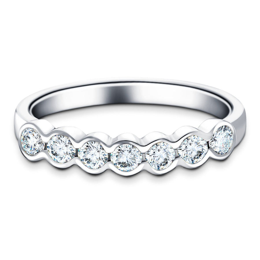 Semi Bezel Seven Stone Lab Diamond Ring 0.75ct G/VS in 9k White Gold - After Diamonds