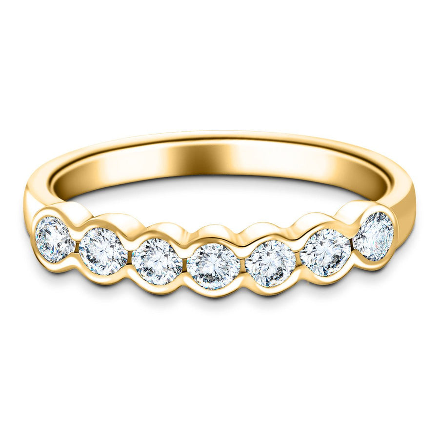 Semi Bezel Seven Stone Lab Diamond Ring 0.75ct G/VS in 9k Yellow Gold - After Diamonds