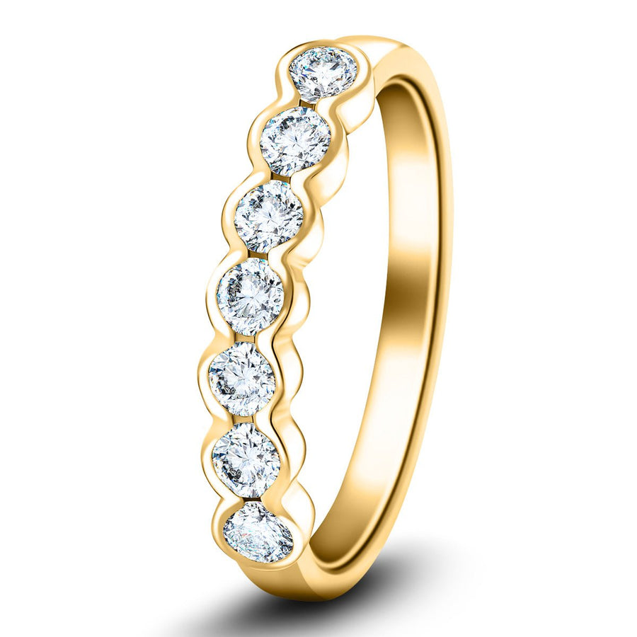 Semi Bezel Seven Stone Lab Diamond Ring 0.75ct G/VS in 9k Yellow Gold - After Diamonds