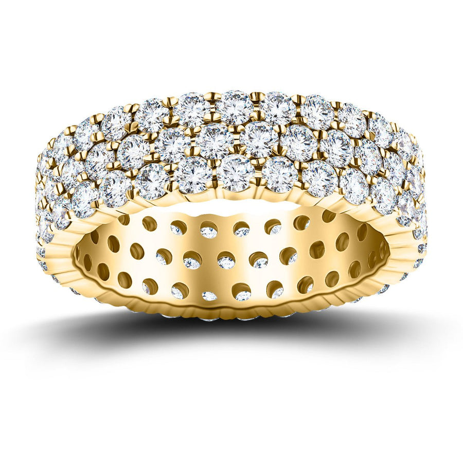 Three Row Lab Diamond Full Eternity Ring 6.00ct G/VS in 9k Yellow Gold - After Diamonds