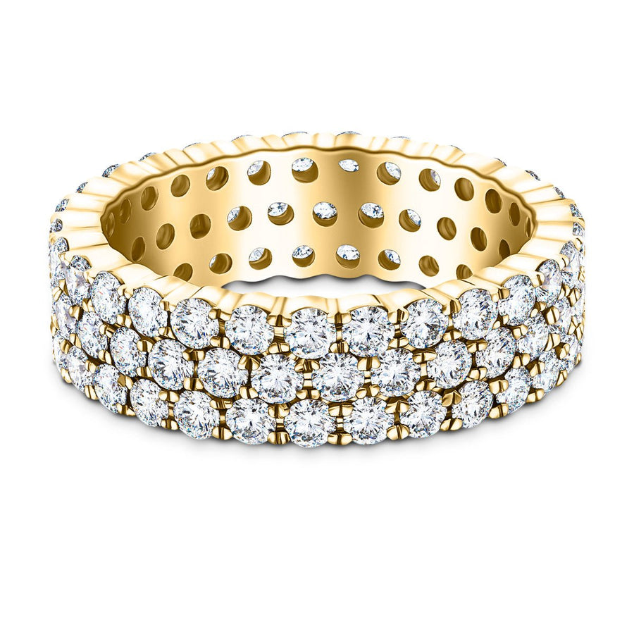 Three Row Lab Diamond Full Eternity Ring 6.00ct G/VS in 9k Yellow Gold - After Diamonds