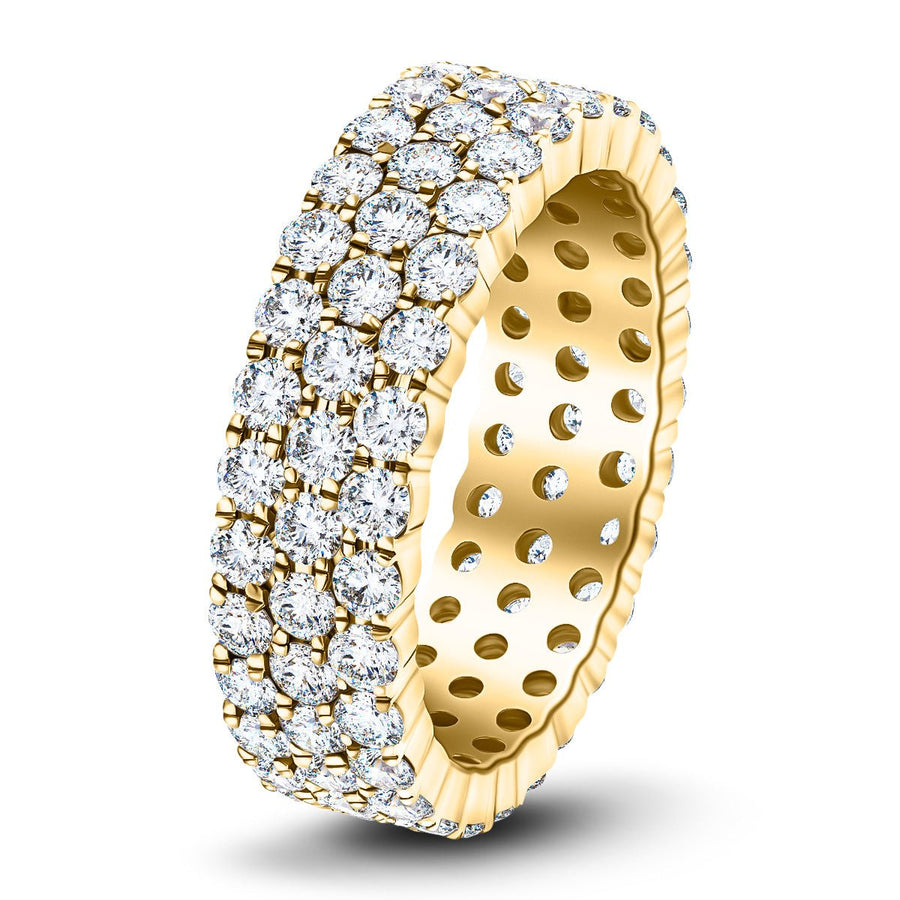 Three Row Lab Diamond Full Eternity Ring 6.00ct G/VS in 9k Yellow Gold - After Diamonds