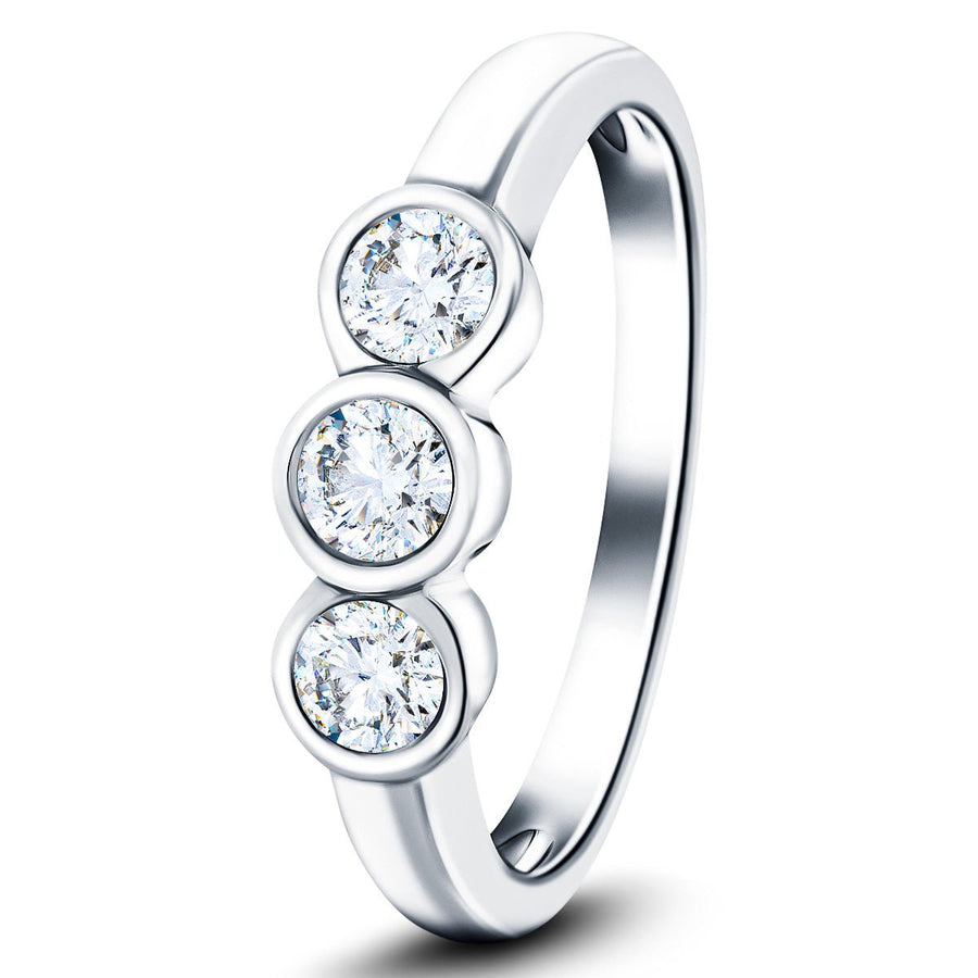 Zara Three Stone Bezel Lab Diamond Engagement Ring Zara three stone bezel lab diamond engagement ring in platinum