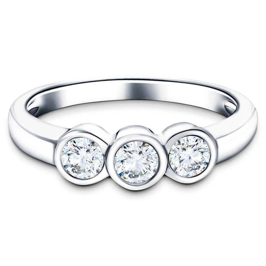 Zara Three Stone Bezel Lab Diamond Engagement Ring 1.00ct G/VS Platinum - After Diamonds
